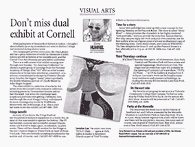 April 14, 2002 edition of The Orlando Sentinel; article on the Visual Arts page titled Don't miss dual exhibit at Cornell