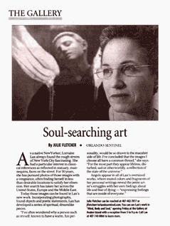June 30, 2002 edition of The Orlando Sentinel; article on The Gallery page titled Soul-searching art